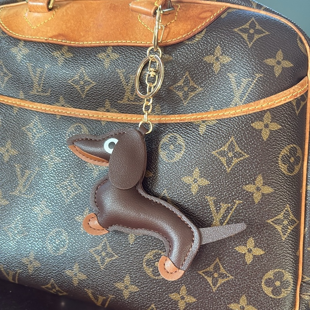 Brown Leather Dog Keychain